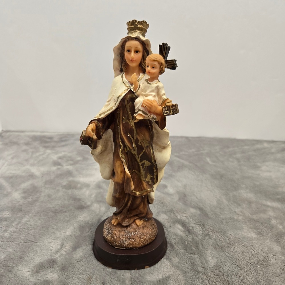 Our Lady of Mount Carmel Statue Virgin Mary Infant Jesus Scapular Figurine 8in